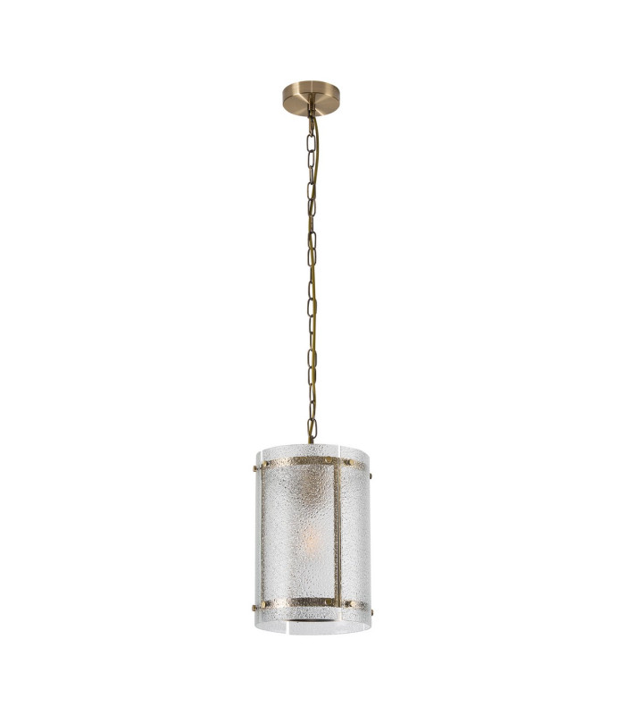 Butler 20.5cm Pendant 1 Light E27 Antique Brass / Seeded Clear (E) Glass-4