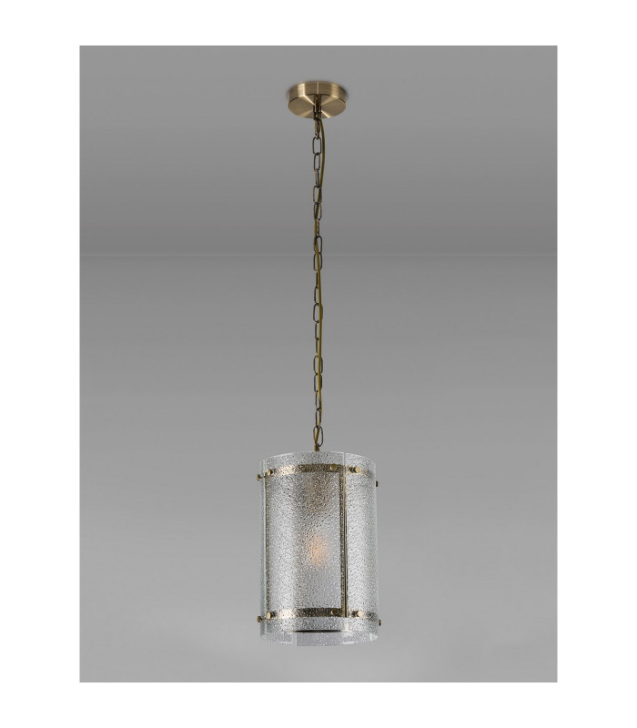 Butler 20.5cm Pendant 1 Light E27 Antique Brass / Seeded Clear (E) Glass-7