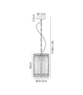 Butler 20.5cm Pendant 1 Light E27 Antique Brass / Rippled Clear (F) Glass-2