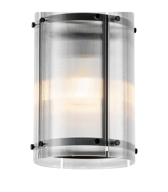Butler 20.5cm Pendant 1 Light E27 Matt Black / Narrow Ribbed Clear (B) Glass-6