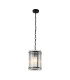 Butler 20.5cm Pendant 1 Light E27 Matt Black / Wide Ribbed Clear (C) Glass-1