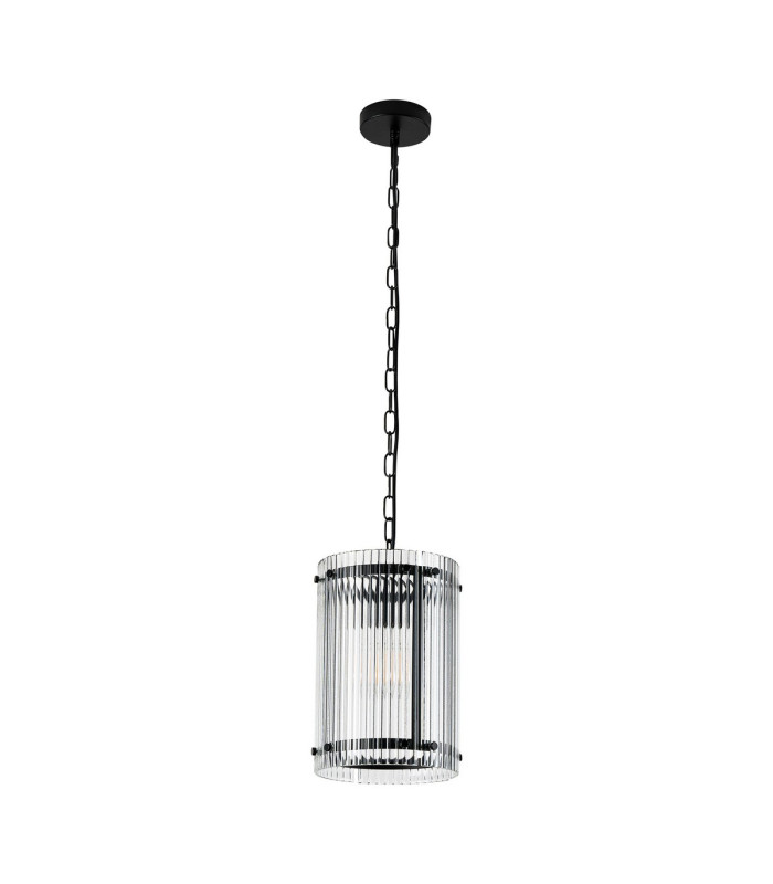 Butler 20.5cm Pendant 1 Light E27 Matt Black / Wide Ribbed Clear (C) Glass-4