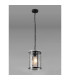 Butler 20.5cm Pendant 1 Light E27 Matt Black / Cobbled Clear (D) Glass-3
