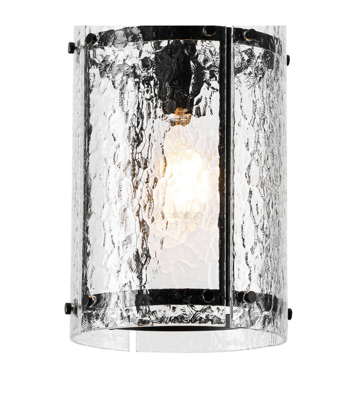 Butler 20.5cm Pendant 1 Light E27 Matt Black / Cobbled Clear (D) Glass-6