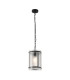 Butler 20.5cm Pendant 1 Light E27 Matt Black / Seeded Clear (E) Glass-1