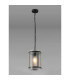 Butler 20.5cm Pendant 1 Light E27 Matt Black / Seeded Clear (E) Glass-3