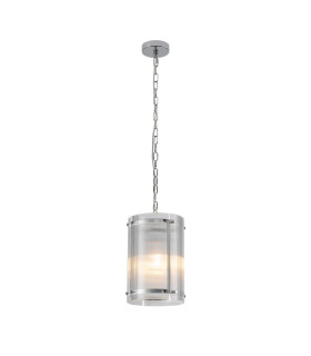 Butler 20.5cm Pendant 1 Light E27 Polished Chrome / Narrow Ribbed Clear (B) Glass-1