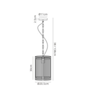 Butler 20.5cm Pendant 1 Light E27 Polished Chrome / Narrow Ribbed Clear (B) Glass-2
