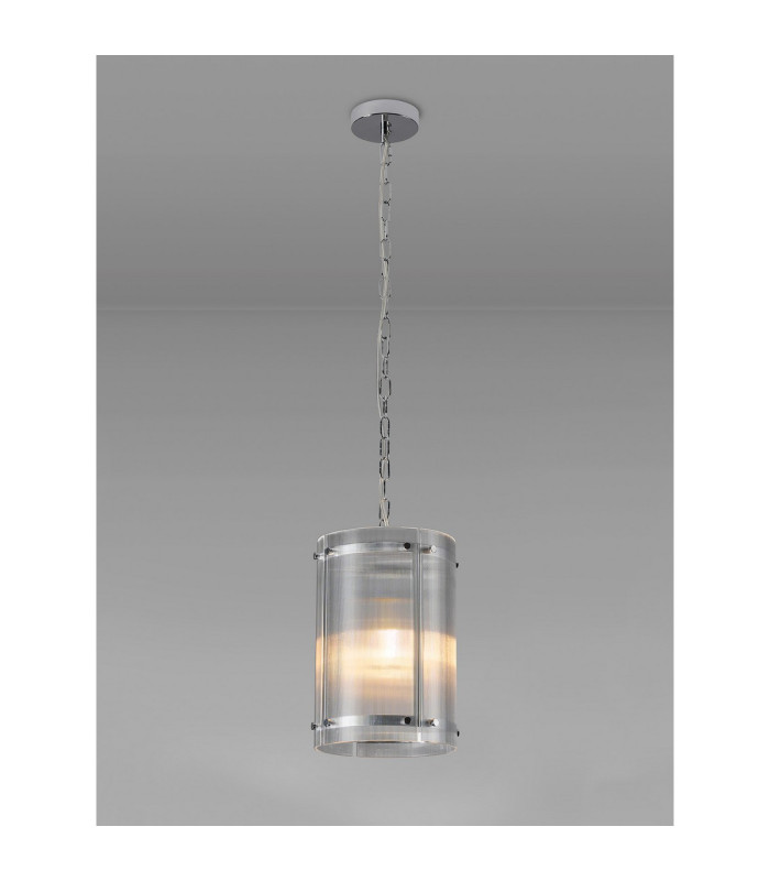 Butler 20.5cm Pendant 1 Light E27 Polished Chrome / Narrow Ribbed Clear (B) Glass-3