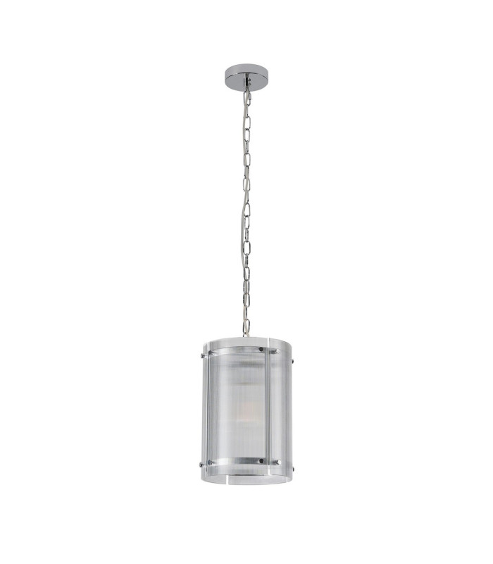 Butler 20.5cm Pendant 1 Light E27 Polished Chrome / Narrow Ribbed Clear (B) Glass-4