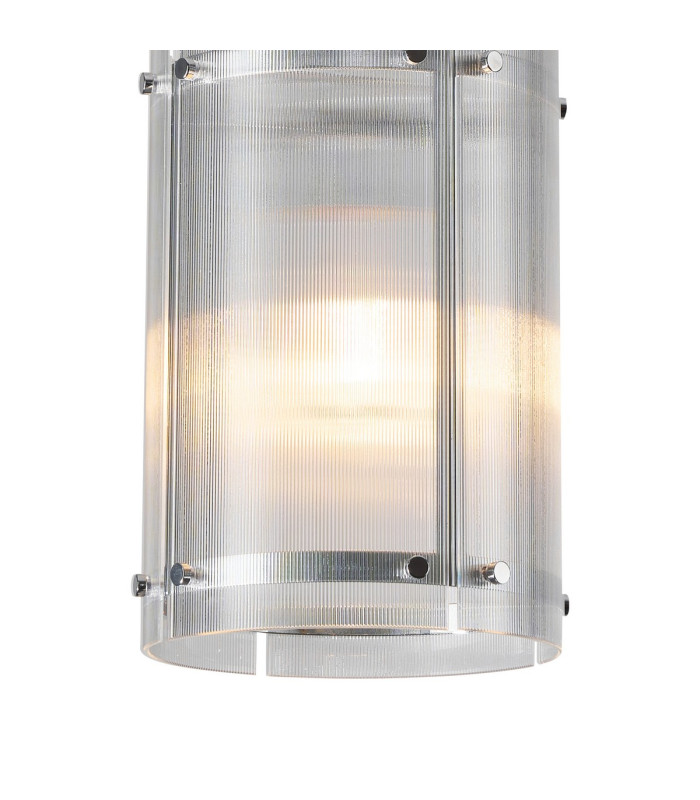 Butler 20.5cm Pendant 1 Light E27 Polished Chrome / Narrow Ribbed Clear (B) Glass-6