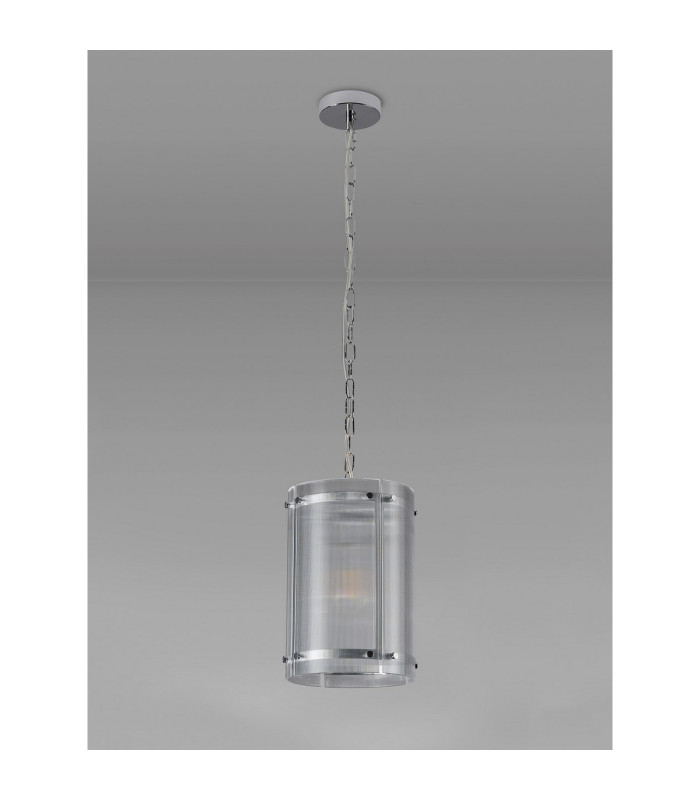 Butler 20.5cm Pendant 1 Light E27 Polished Chrome / Narrow Ribbed Clear (B) Glass-7