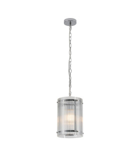 Butler 20.5cm Pendant 1 Light E27 Polished Chrome / Wide Ribbed Clear (C) Glass-1
