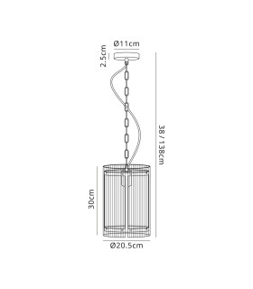 Butler 20.5cm Pendant 1 Light E27 Polished Chrome / Wide Ribbed Clear (C) Glass-2