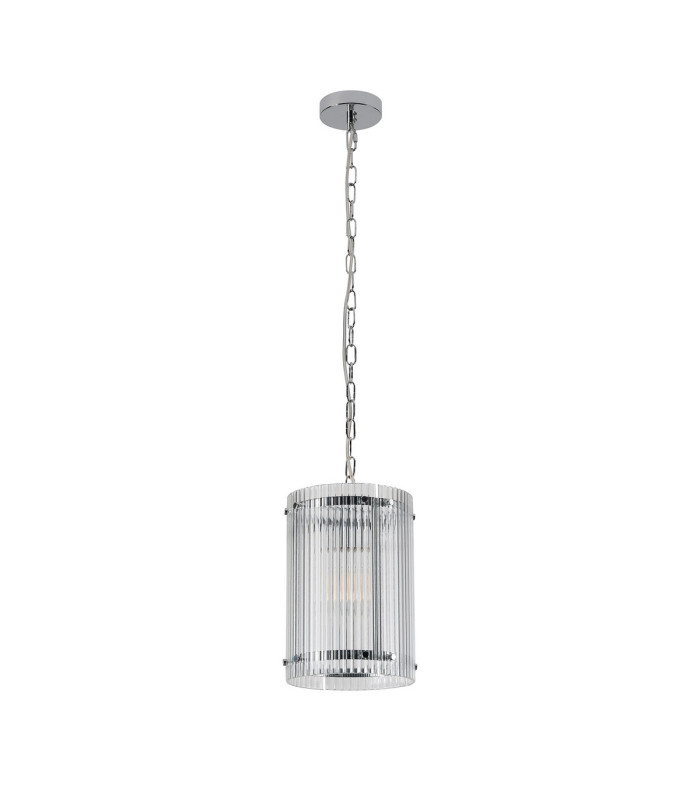 Butler 20.5cm Pendant 1 Light E27 Polished Chrome / Wide Ribbed Clear (C) Glass-4