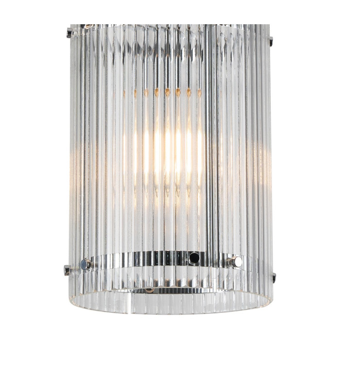 Butler 20.5cm Pendant 1 Light E27 Polished Chrome / Wide Ribbed Clear (C) Glass-6