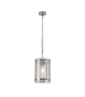 Butler 20.5cm Pendant 1 Light E27 Polished Chrome / Cobbled Clear (D) Glass-1