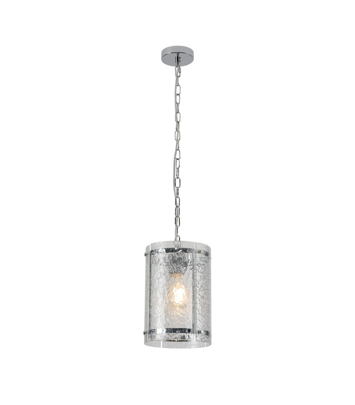 Butler 20.5cm Pendant 1 Light E27 Polished Chrome / Cobbled Clear (D) Glass-1