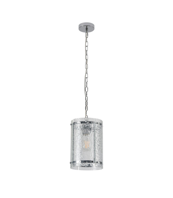 Butler 20.5cm Pendant 1 Light E27 Polished Chrome / Cobbled Clear (D) Glass-4