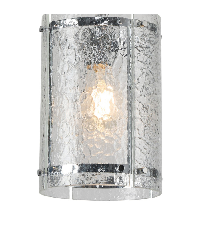 Butler 20.5cm Pendant 1 Light E27 Polished Chrome / Cobbled Clear (D) Glass-6