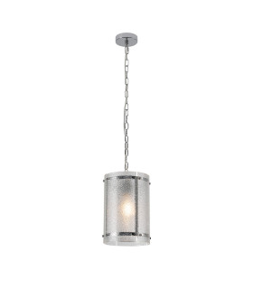 Butler 20.5cm Pendant 1 Light E27 Polished Chrome / Seeded Clear (E) Glass-1
