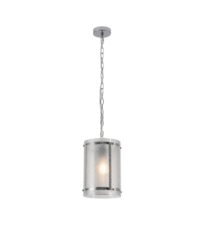 Butler 20.5cm Pendant 1 Light E27 Polished Chrome / Seeded Clear (E) Glass-1