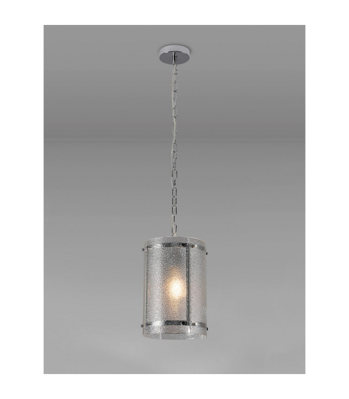 Butler 20.5cm Pendant 1 Light E27 Polished Chrome / Seeded Clear (E) Glass-3