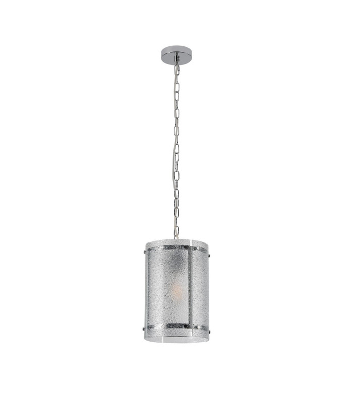Butler 20.5cm Pendant 1 Light E27 Polished Chrome / Seeded Clear (E) Glass-4