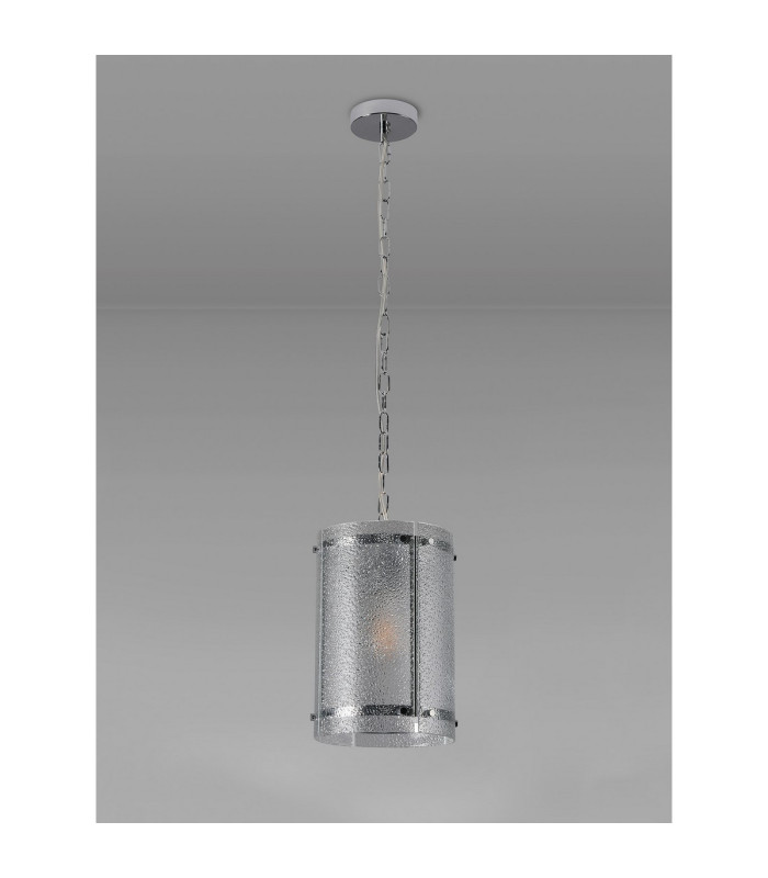 Butler 20.5cm Pendant 1 Light E27 Polished Chrome / Seeded Clear (E) Glass-7