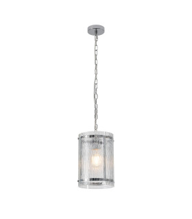 Butler 20.5cm Pendant 1 Light E27 Polished Chrome / Rippled Clear (F) Glass-1