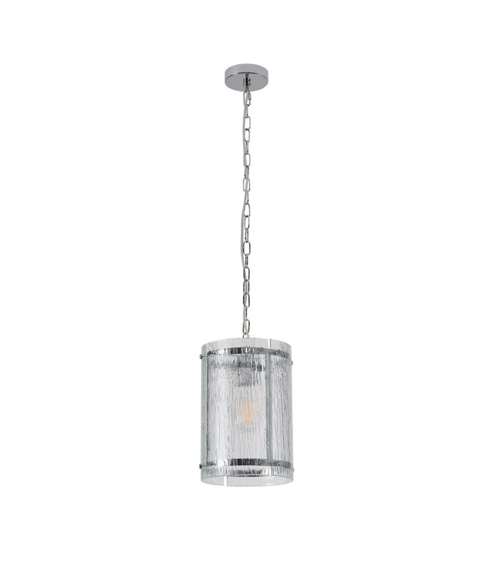 Butler 20.5cm Pendant 1 Light E27 Polished Chrome / Rippled Clear (F) Glass-4