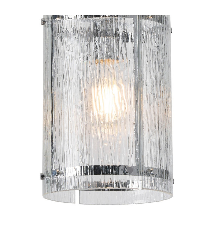 Butler 20.5cm Pendant 1 Light E27 Polished Chrome / Rippled Clear (F) Glass-6