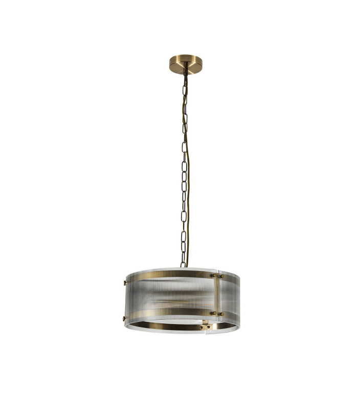 Butler 35cm Pendant 2 Light E27 Antique Brass / Narrow Ribbed Clear (B) Glass-4