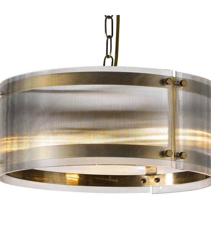 Butler 35cm Pendant 2 Light E27 Antique Brass / Narrow Ribbed Clear (B) Glass-6