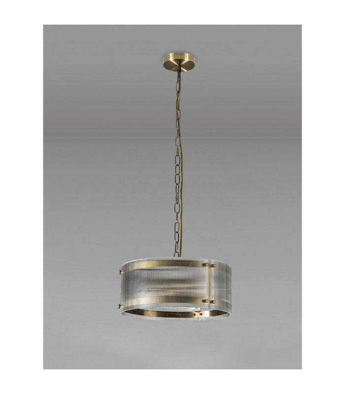 Butler 35cm Pendant 2 Light E27 Antique Brass / Narrow Ribbed Clear (B) Glass-7