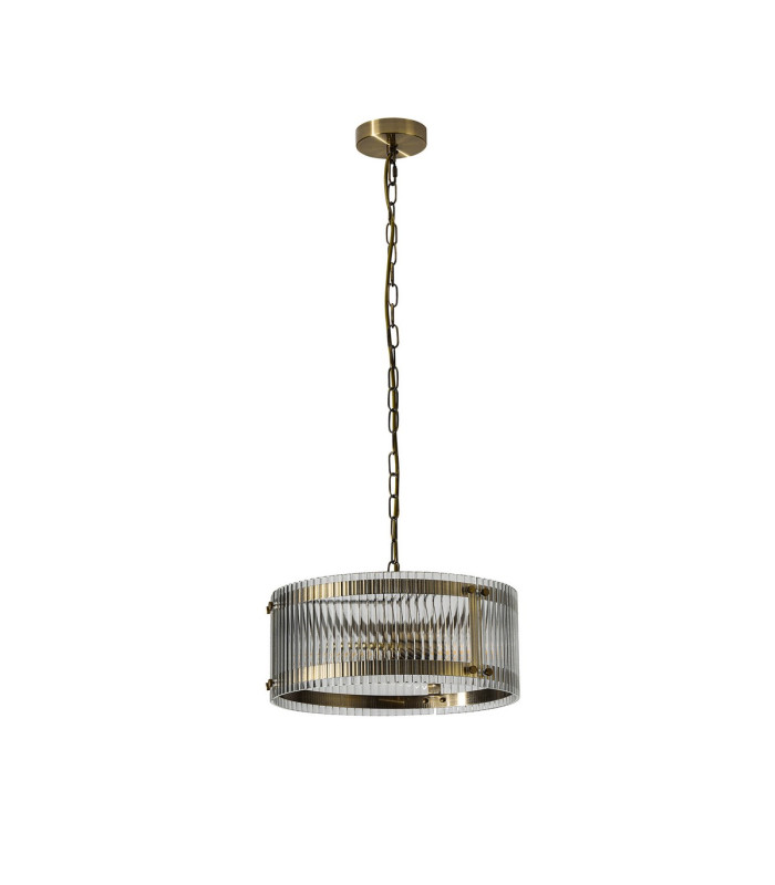 Butler 35cm Pendant 2 Light E27 Antique Brass / Wide Ribbed Clear (C) Glass-4