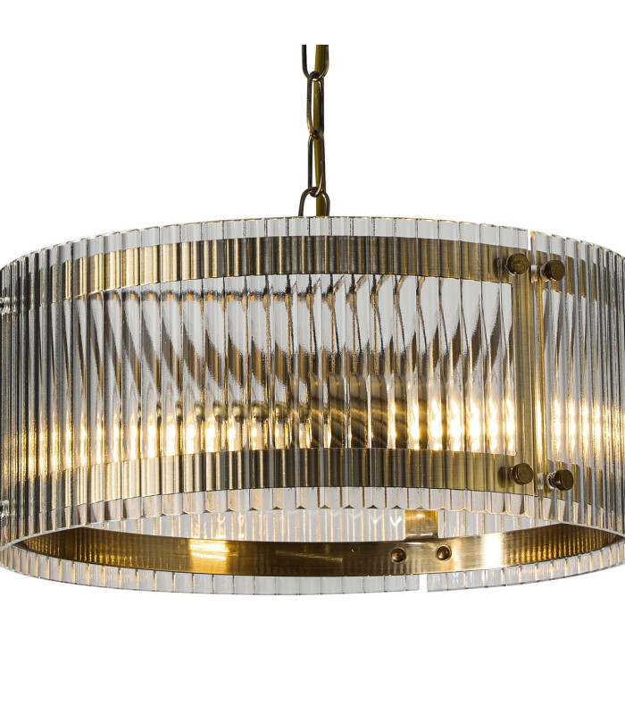 Butler 35cm Pendant 2 Light E27 Antique Brass / Wide Ribbed Clear (C) Glass-6