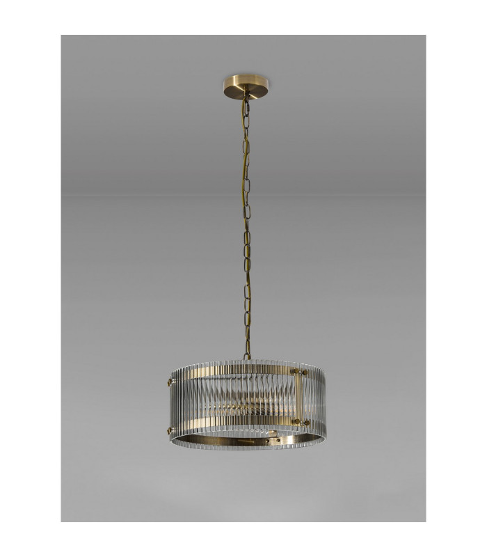 Butler 35cm Pendant 2 Light E27 Antique Brass / Wide Ribbed Clear (C) Glass-7