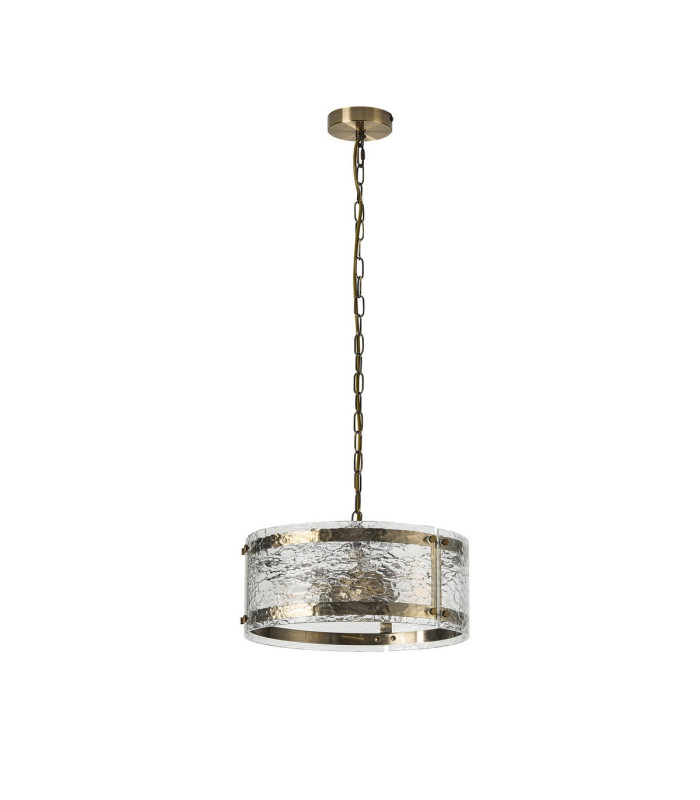 Butler 35cm Pendant 2 Light E27 Antique Brass / Cobbled Clear (D) Glass-4