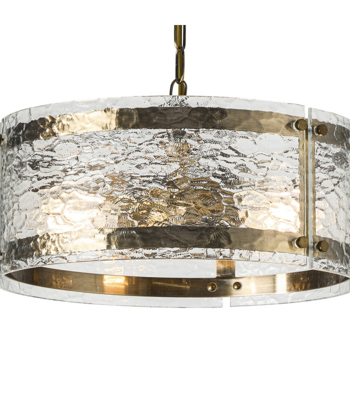 Butler 35cm Pendant 2 Light E27 Antique Brass / Cobbled Clear (D) Glass-6