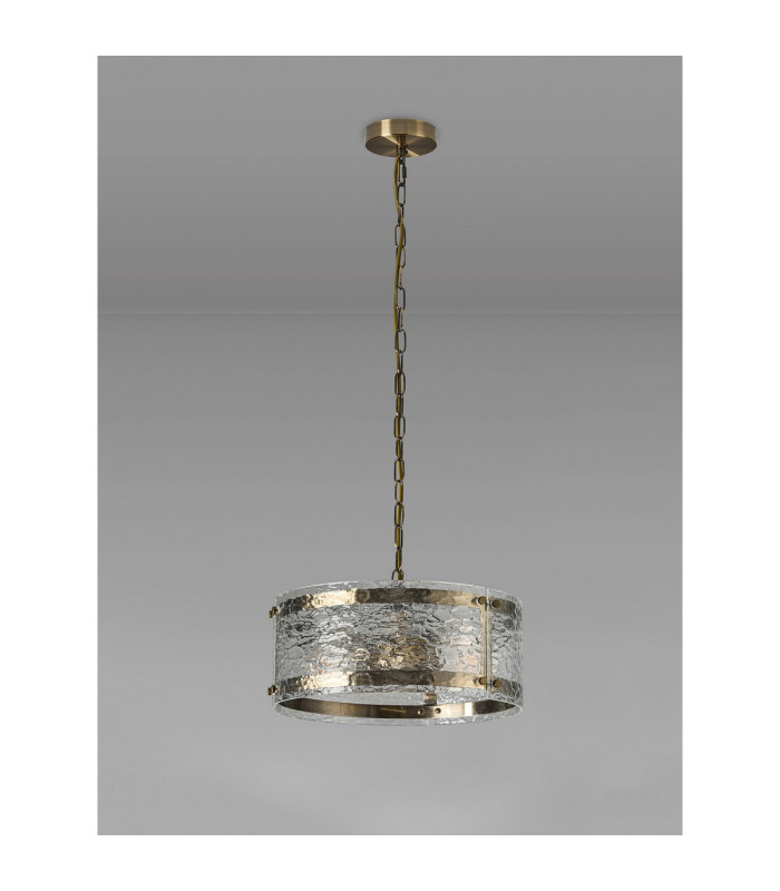 Butler 35cm Pendant 2 Light E27 Antique Brass / Cobbled Clear (D) Glass-7