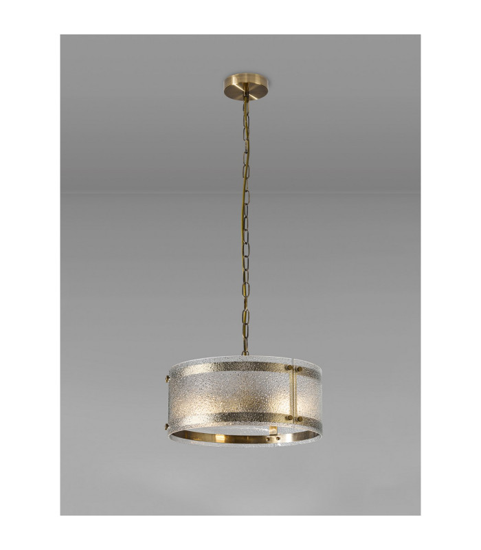 Butler 35cm Pendant 2 Light E27 Antique Brass / Seeded Clear (E) Glass-3