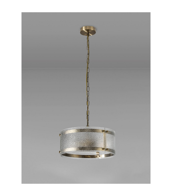 Butler 35cm Pendant 2 Light E27 Antique Brass / Seeded Clear (E) Glass-7