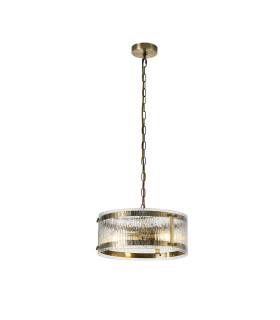 Butler 35cm Pendant 2 Light E27 Antique Brass / Rippled Clear (F) Glass-1
