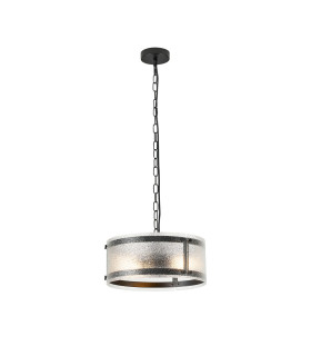 Butler 35cm Pendant 2 Light E27 Matt Black / Seeded Clear (E) Glass-1