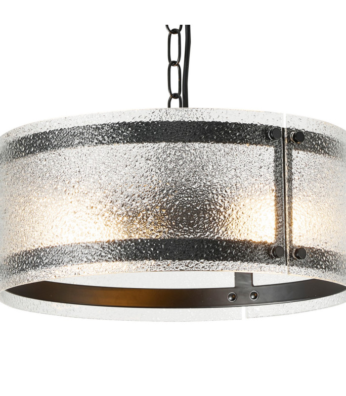 Butler 35cm Pendant 2 Light E27 Matt Black / Seeded Clear (E) Glass-6