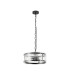 Butler 35cm Pendant 2 Light E27 Matt Black / Rippled Clear (F) Glass-4