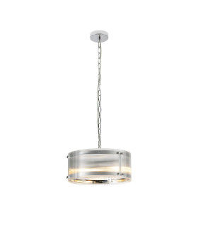 Butler 35cm Pendant 2 Light E27 Polished Chrome / Narrow Ribbed Clear (B) Glass-1