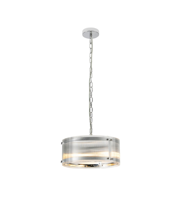 Butler 35cm Pendant 2 Light E27 Polished Chrome / Narrow Ribbed Clear (B) Glass-1
