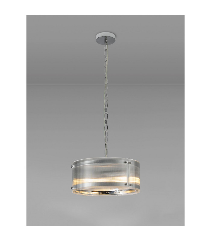 Butler 35cm Pendant 2 Light E27 Polished Chrome / Narrow Ribbed Clear (B) Glass-3